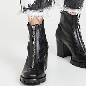 BNIB Schutz Brooke Low Boot Lug Sole Booties Zip Black Leather